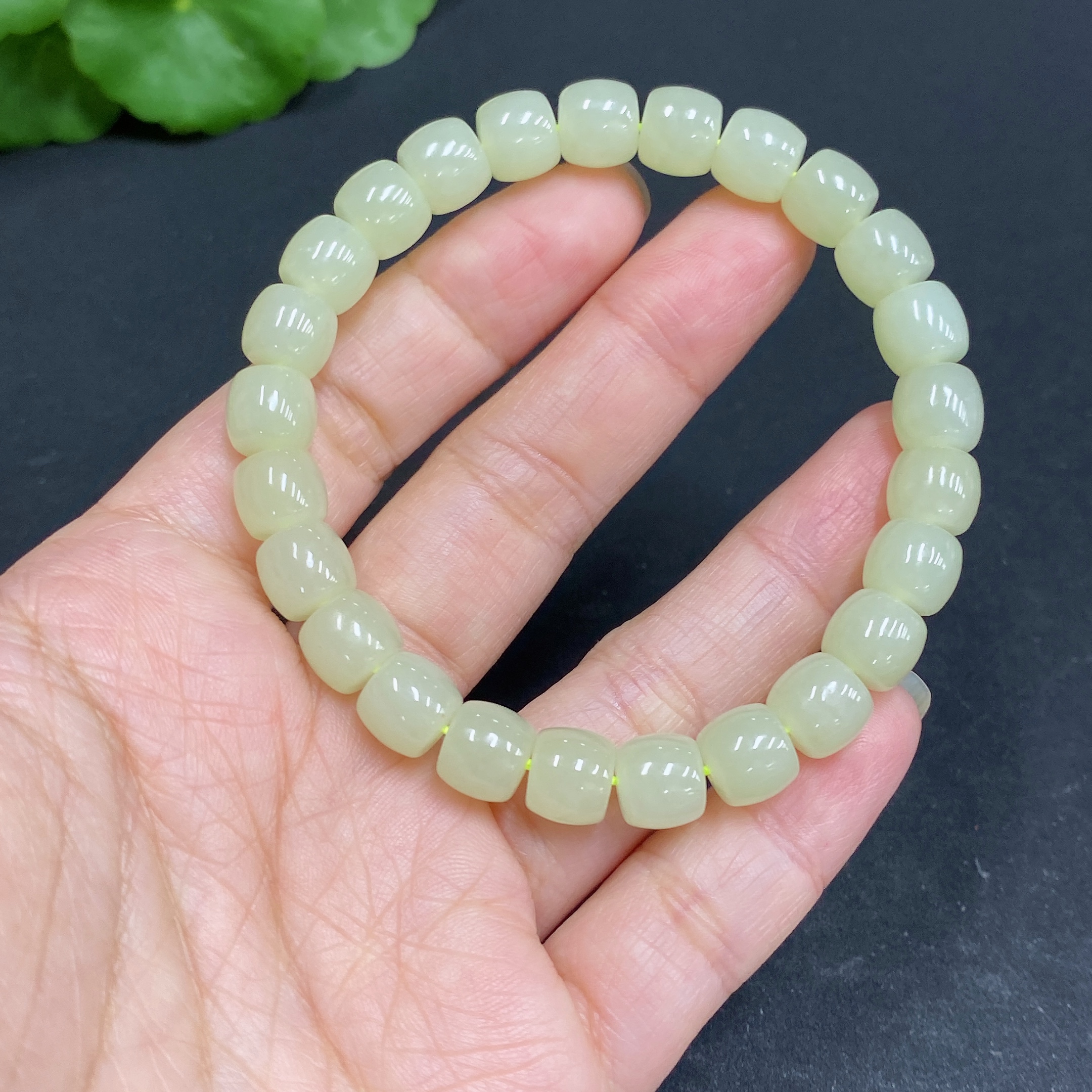 H33902464 Hetian Jade Bracelet Approx.7.8mm Total Weight Approx.21.9g
