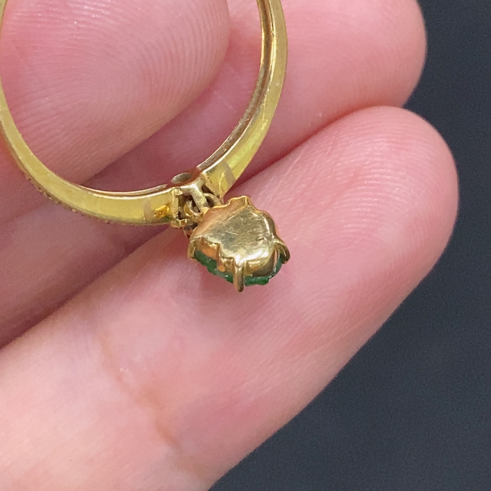 F33932394 Jadeite inlaid ring 18K gold size 14 total weight approx. 1.4g (with diamond accents)