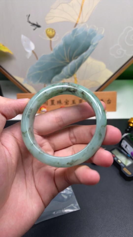 F20201599 Jadeite Round Bangle Size 58.3 Containing Other Mineral Components Total Weight 74.321g