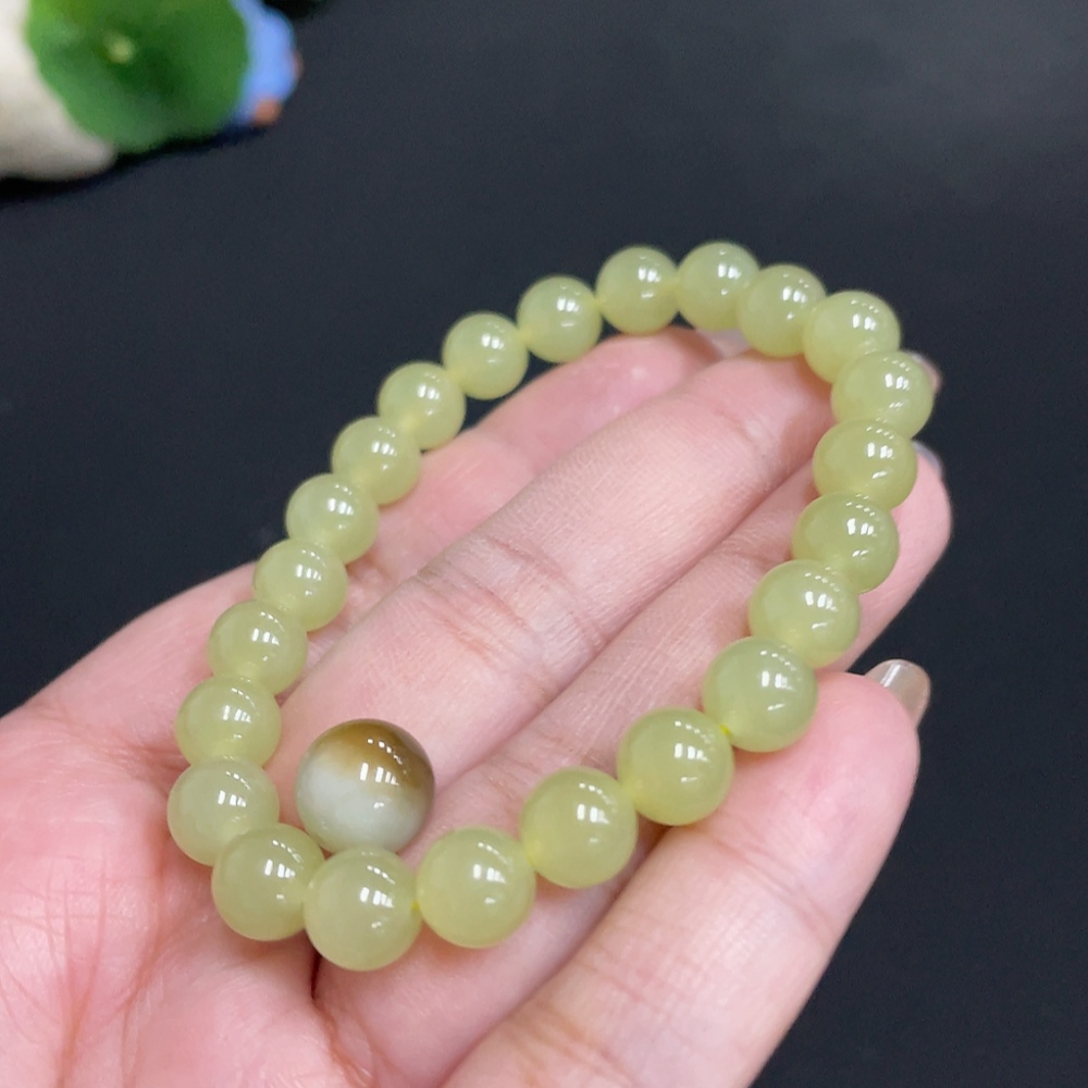 H31677168 Hetian Jade Bracelet Loose Beads Approx. 7.8 mm Total Weight About 19.3g