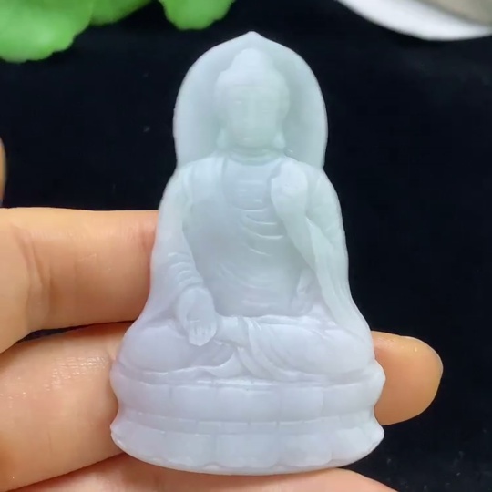 F35136764 Jadeite Rough Amitabha Buddha Pendant Total Weight Approx. 22.89g