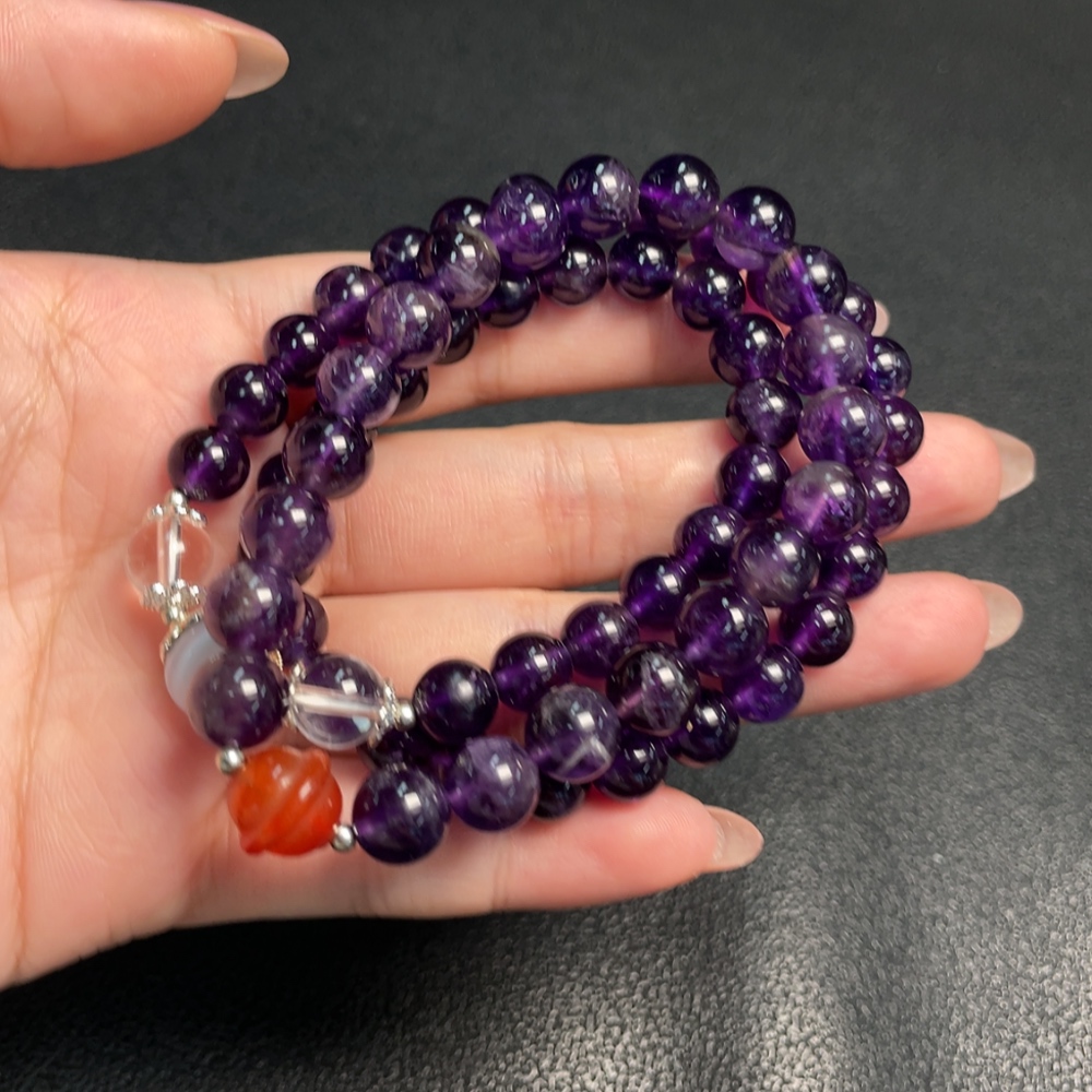 C33889193 Crystal Bead Necklace + Bracelet Non-Gold Total Weight Approx. 49.26g Sell as a Lot Stones May Be Non-Natural