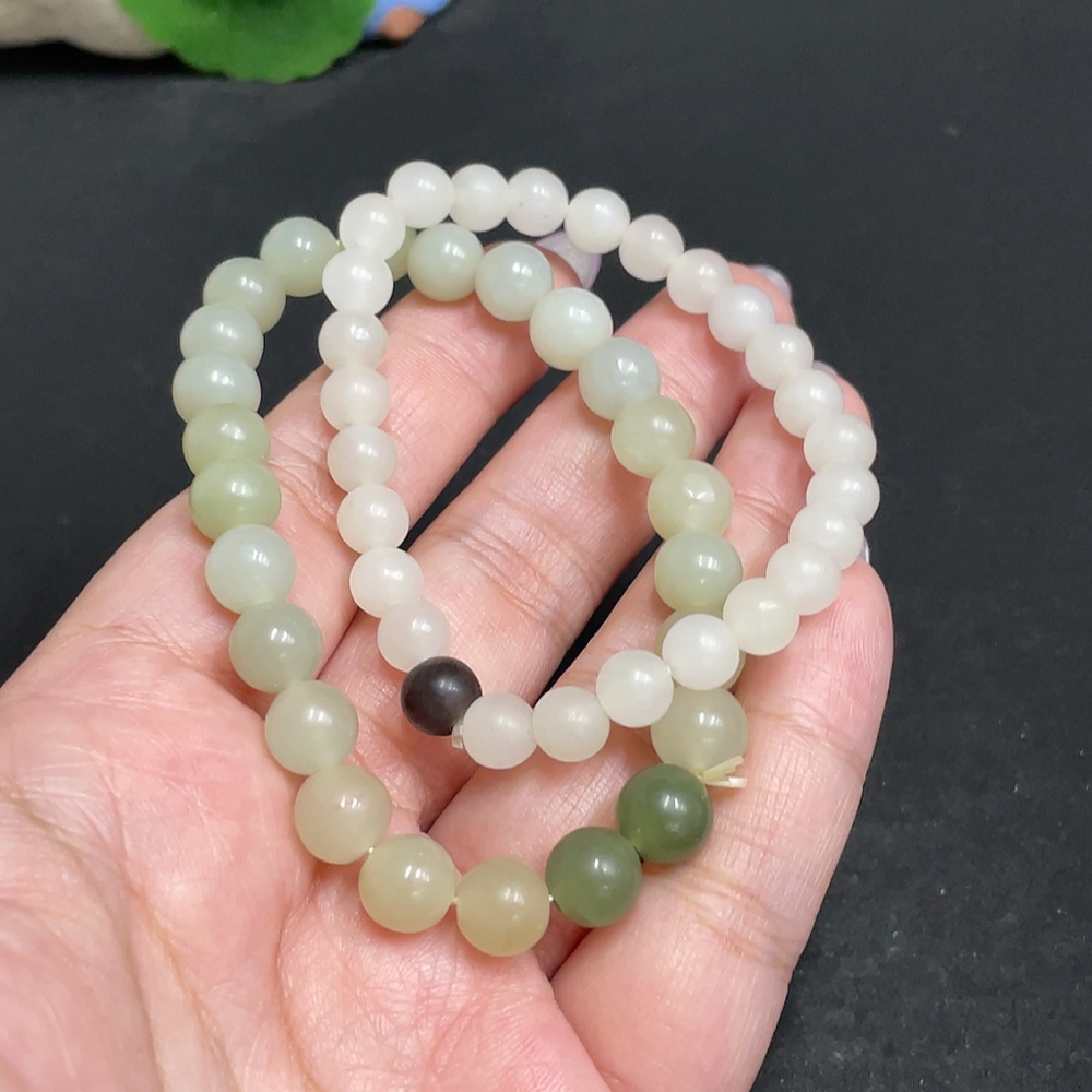 H33846607 Hetian Jade Bracelet Approx. 7.9mm Total Weight About 30.8g
