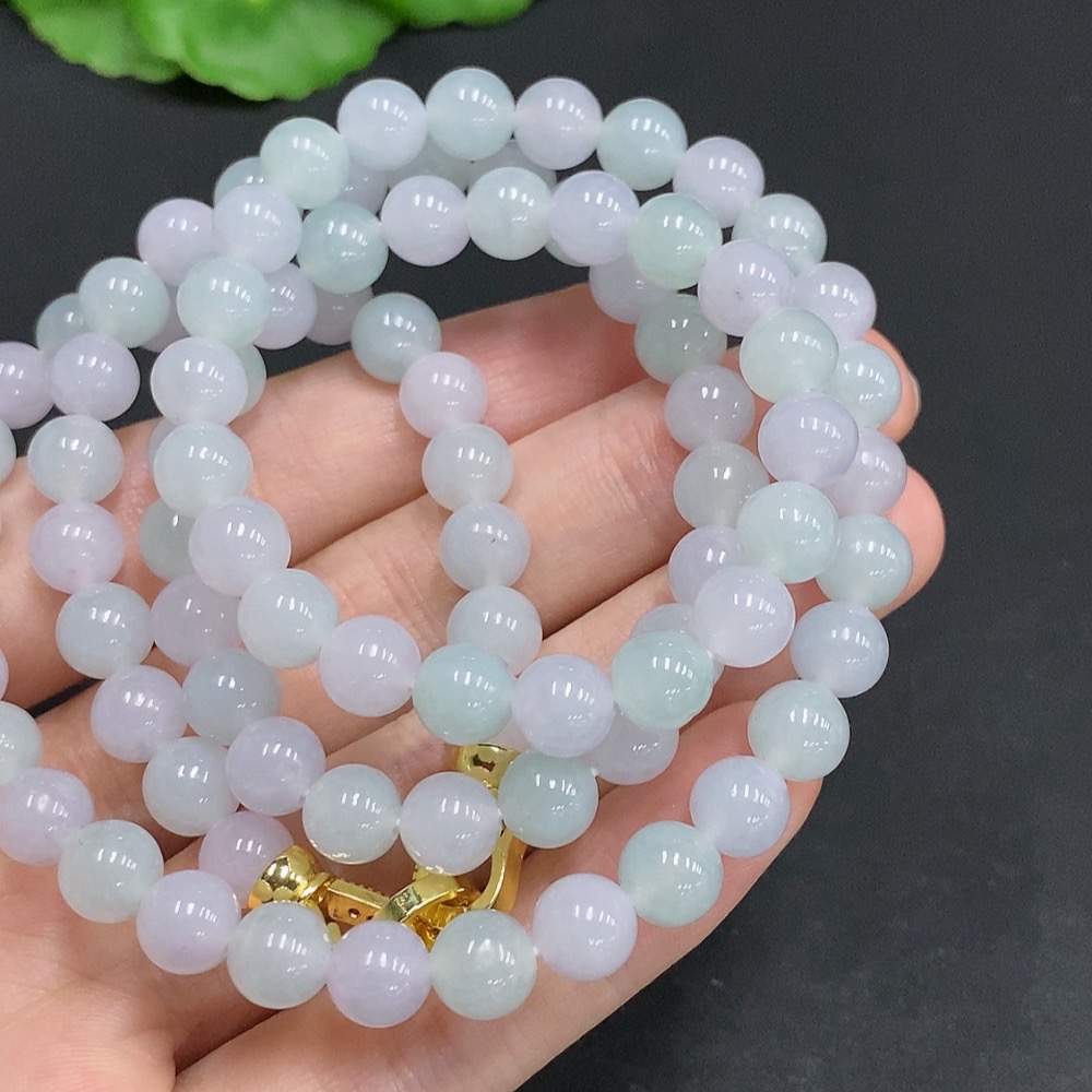 F31624691 Jadeite Bead Necklace Non-Gold Setting Total Weight Approx. 67g Size 7.4mm