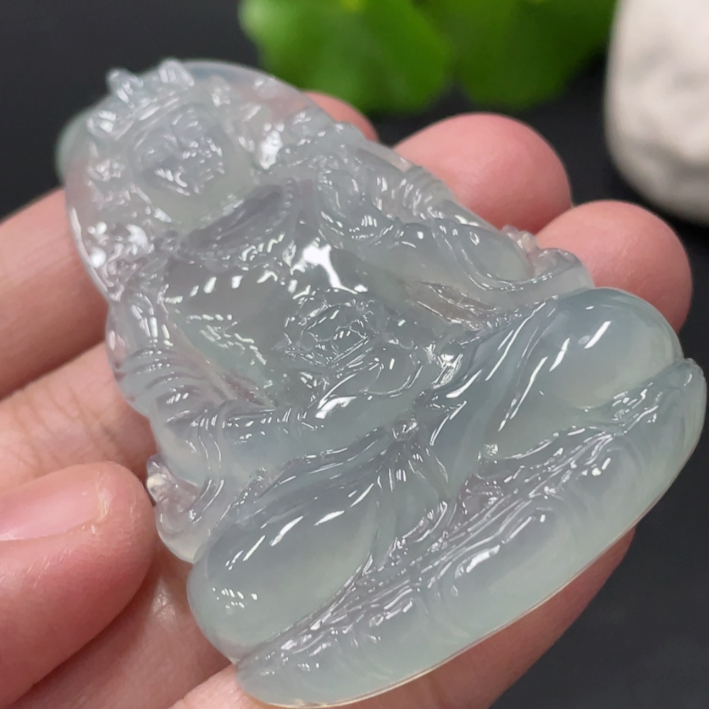 F34057857 Jadeite Guanyin Pendant, total weight approximately 30.18g, with non-A grade beads