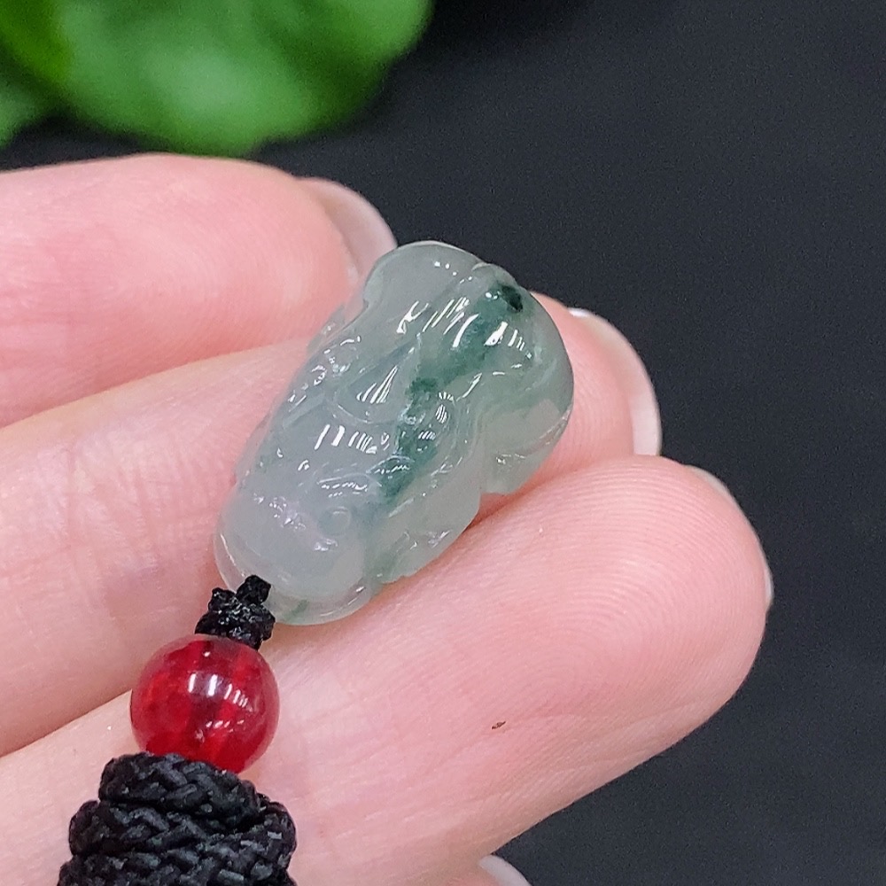F34003234 Jadeite Pixiu Pendant Total Weight Approx. 4.4g (Including Rope Weight) Beads Not Jadeite