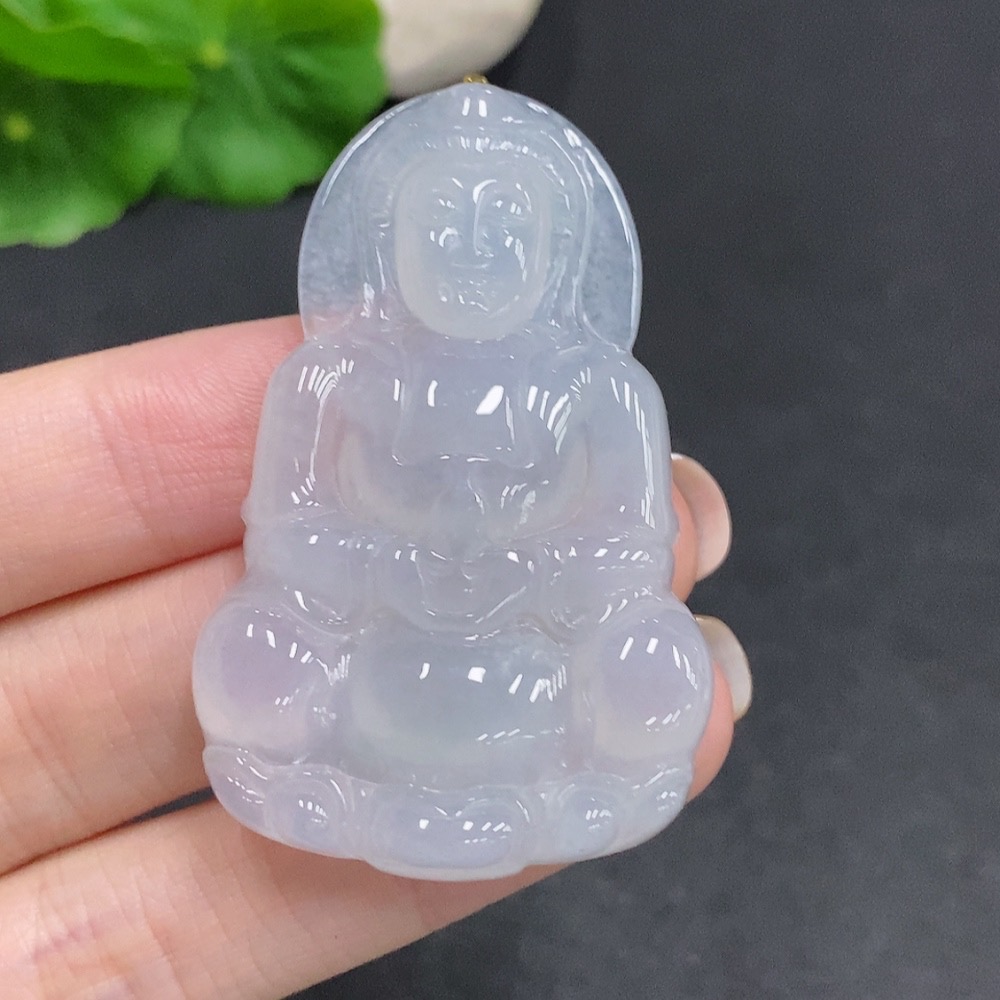 F34060271 Jadeite Guanyin Pendant No Inscription Surface Gold Content 73% Total Weight Approx. 19.2g