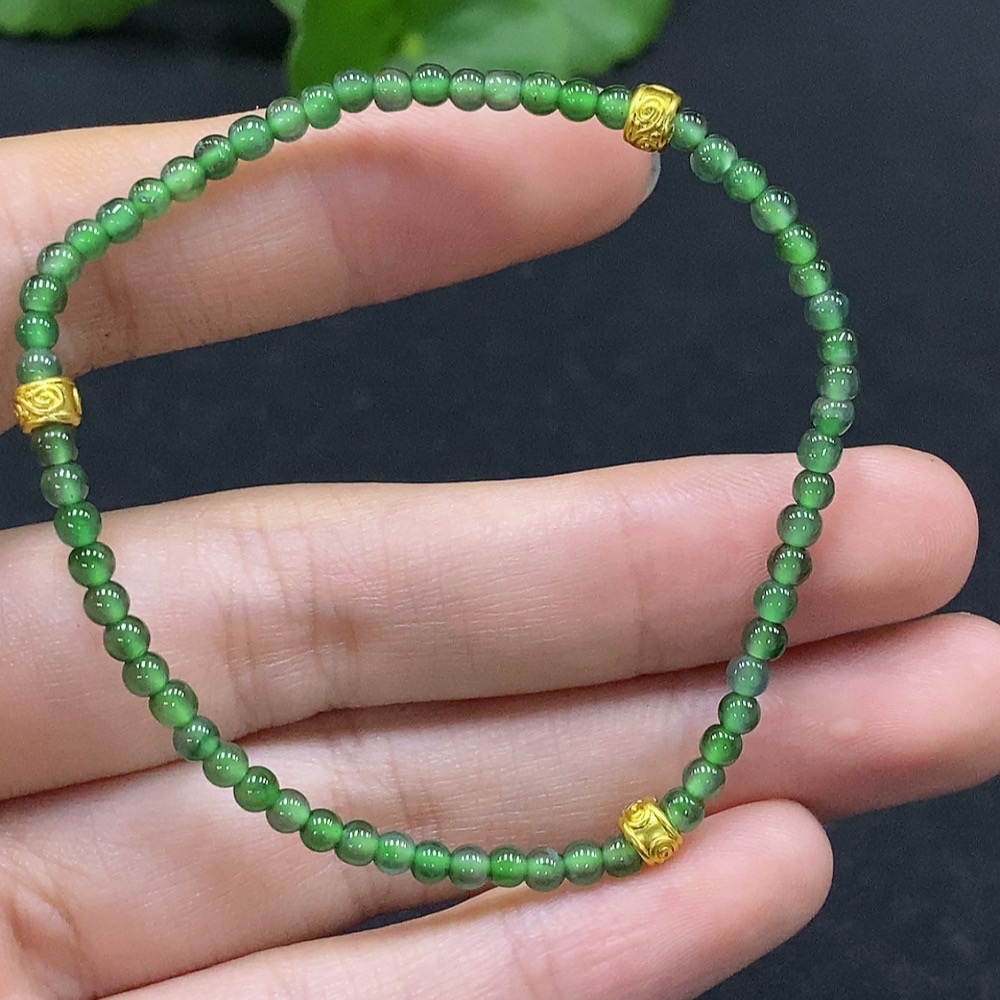 F33896228 Jadeite Beaded Bracelet Approx. 3mm Bead Size Total Weight Approx. 3.14g Non-Gold-Inlaid