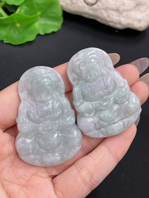 F39586643 翡翠观音挂件一手走