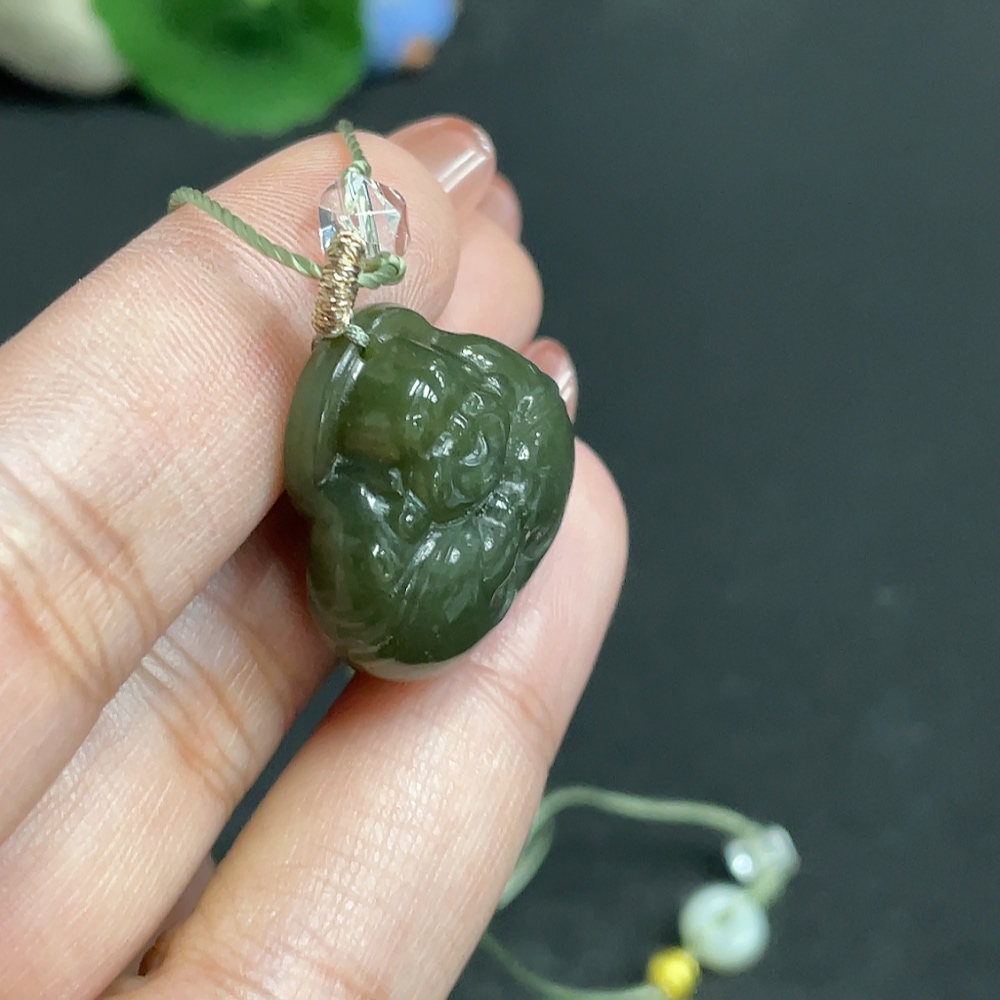 H34054040 Hetian Jade Pendant    Buddha    Total Weight [with rope] 11.6g
