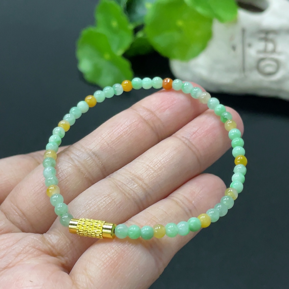 F35080815 Jadeite Bracelet Approx. 3.3mm Non-Gold Clasp Total Weight Approx. 3.8g