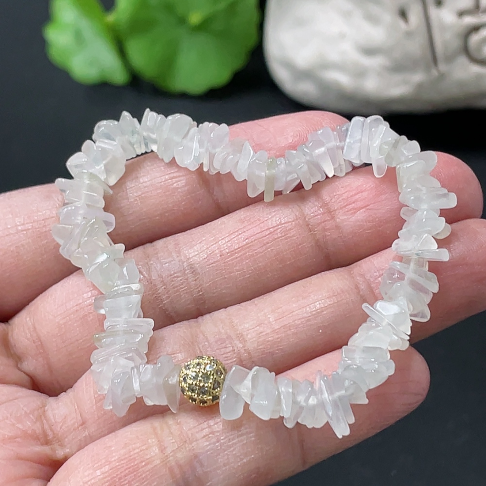 F35109558 Jadeite Auspicious Fragmented Bracelet Total Weight Approx. 10g Non-Gold Beads