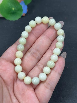 H41939226 和田玉手串 卡8mm左右 货品总重约20.8g