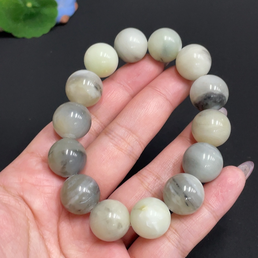 H33881729 Hetian Jade Bracelet, Approx. 14.9mm, Containing Other Mineral Components, Total Weight Approx. 77.1g