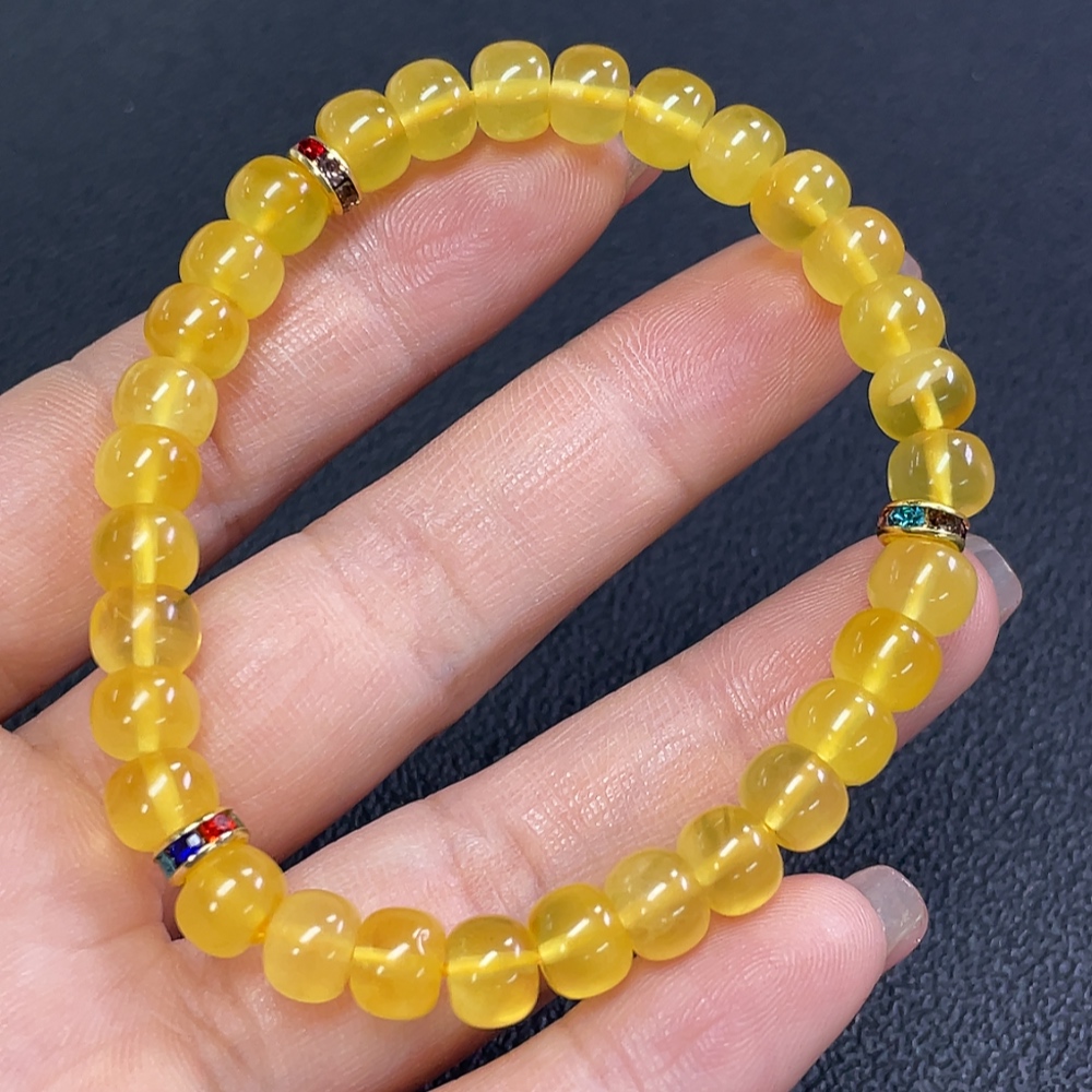 C27098492 Amber Beeswax Bracelet Total Weight Approx. 6.13g Size 6.9mm Non-Gold