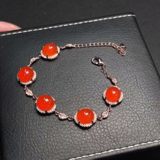 C31575746 Red Agate Inlaid Bracelet (Non-Gold Inlaid) Total Weight Approx. 11.25g