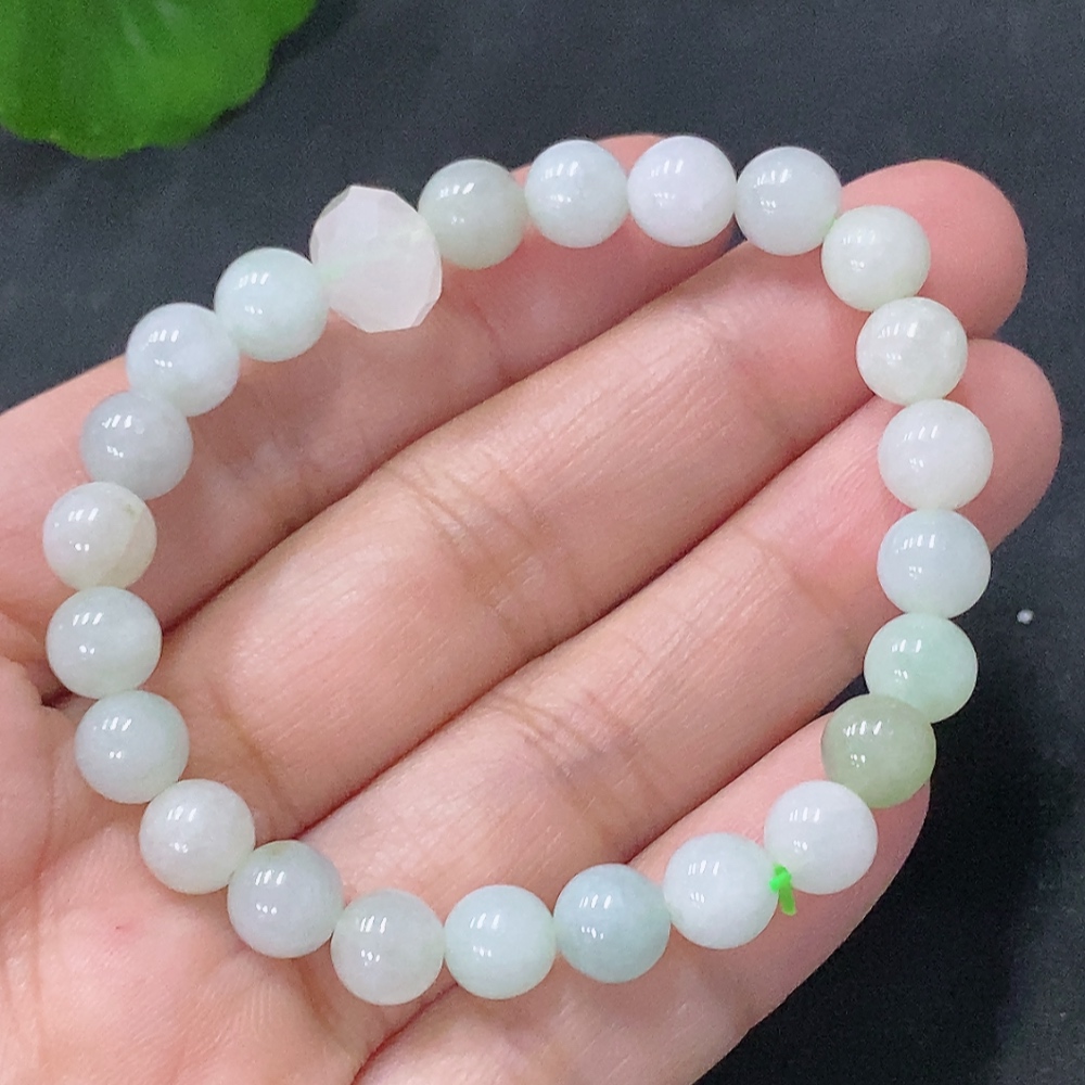 F31662543 Jadeite Bracelet Approx. 6.8mm Beads Total Weight About 12.73g Non-A Grade Accessory Beads
