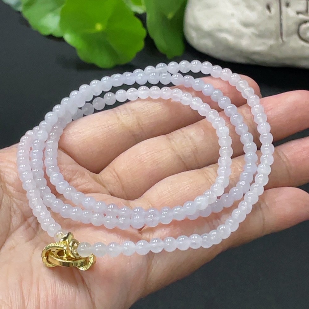 F33837941 Jadeite Bead Necklace Non-Gold Total Weight Approx. 16.4g Size About 3.8mm