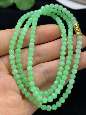 F33928902 Jadeite Bead Necklace, Approx. 4.2mm, Total Weight Approx. 19.14g, Non-Gold