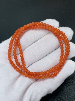 C41890300 南红玛瑙珠串 可见有机物 货品总重约10克 卡3.7mm左右