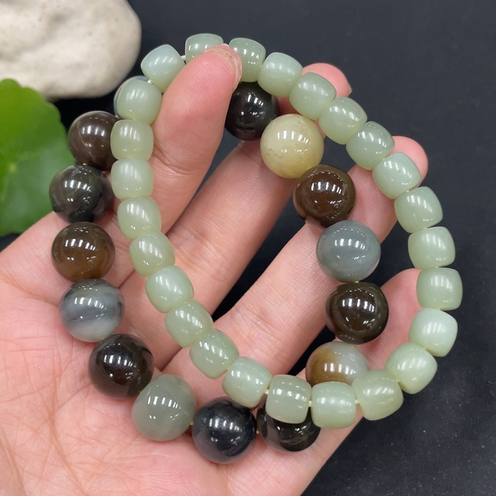 H30521747 Hetian Jade Bracelet, Maximum Bead Size Approx. 11.4mm, Total Weight Approx. 62.3g