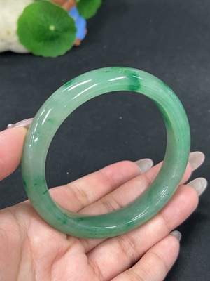 H41843780 非洲翠(独龙玉)正圈手镯 圈口64.1 货品总重约60g