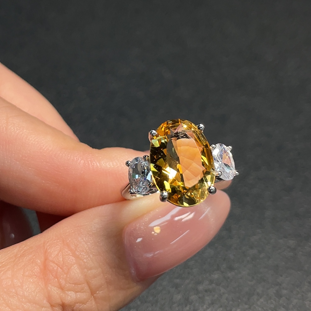 C34009080 Crystal Ring Adjustable Non-Gold Total Weight Approx. 3.70g Size 13.7*9.5mm