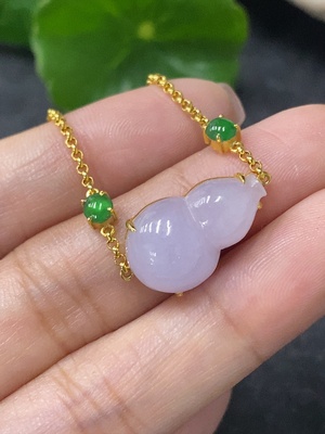 F34998533 Jadeite Inlaid Gourd Bracelet 18k Total Weight Approx. 3.84g