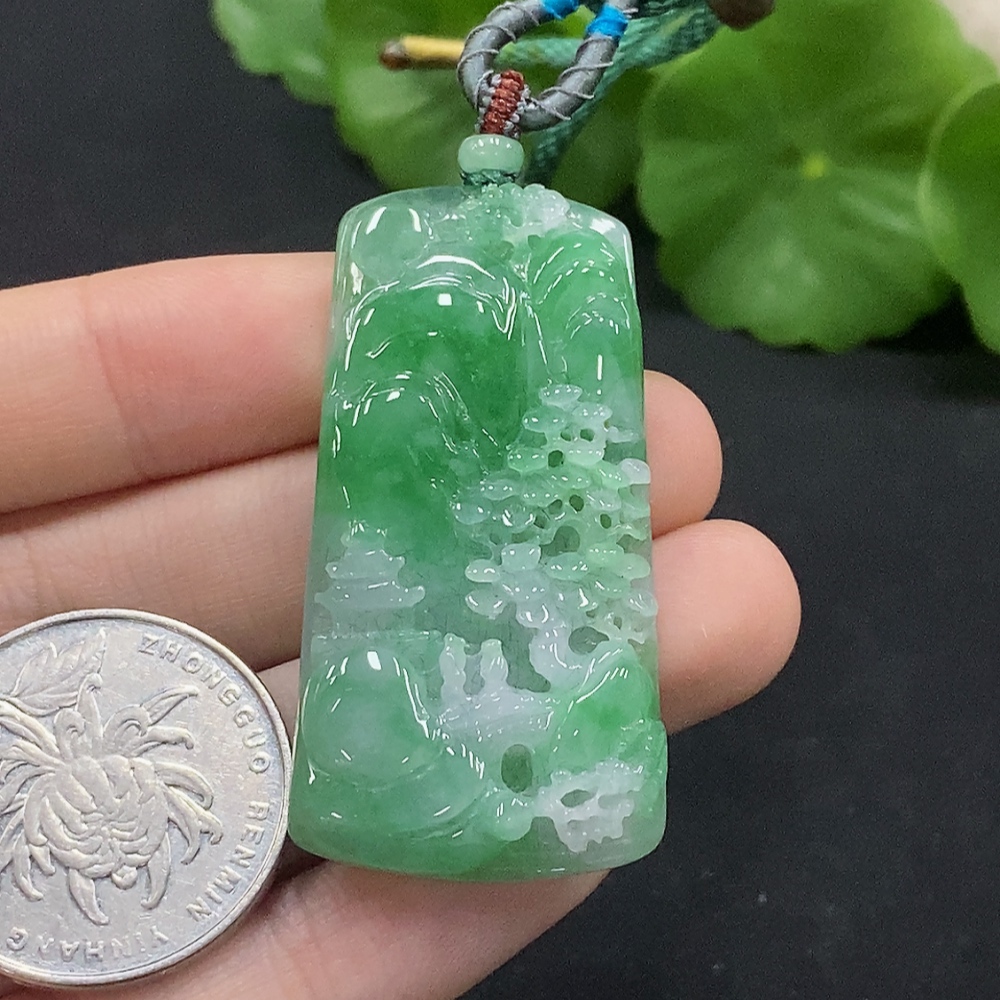 F35133279 Jadeite Pendant Landscape with Cord Total Weight Approx. 16.72g