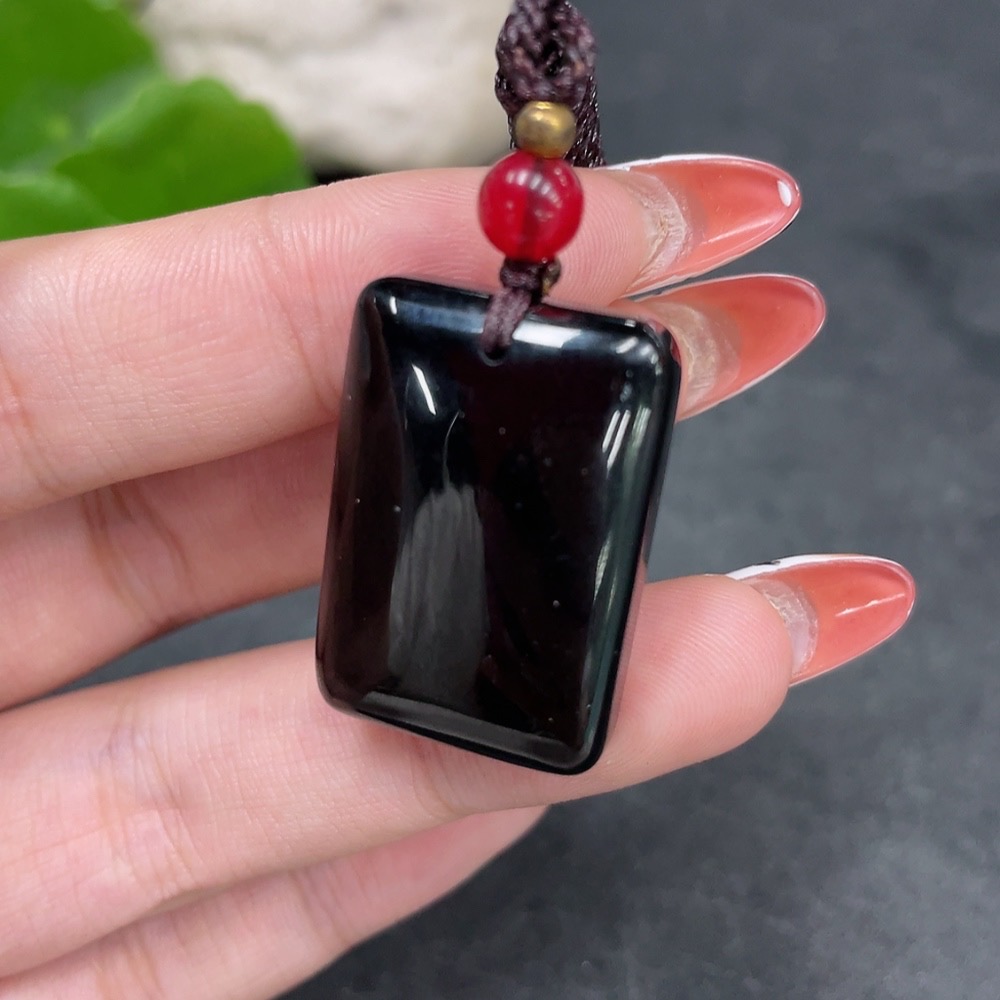 H34980216 Hetian Jade Pendant, Plain Pendant, Color Origin Undetermined, Total Weight (including rope) Approx. 13.3g