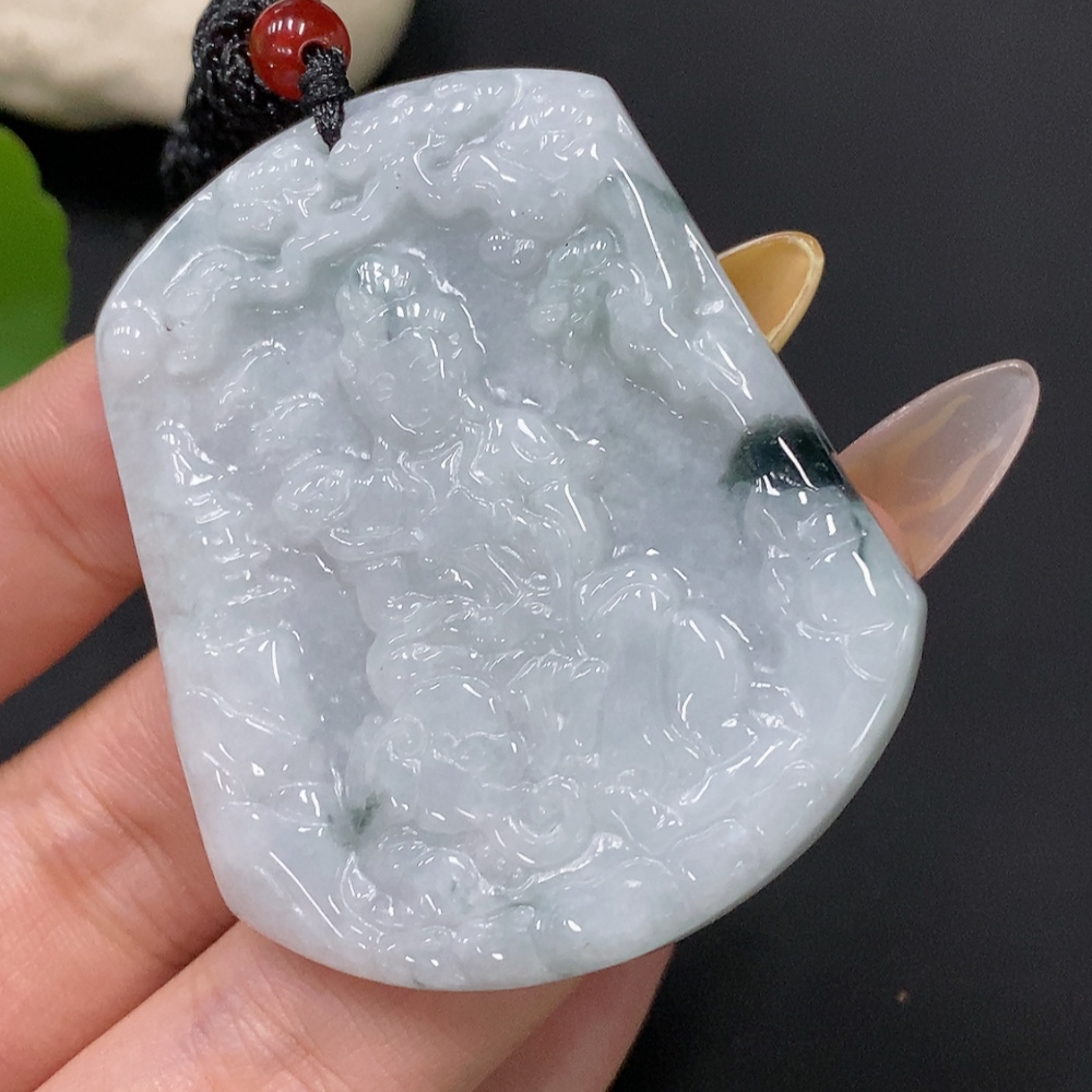 F29436219 Jadeite Pendant Guanyin with Non-A Grade Beads Total Weight Approx. 32.5g