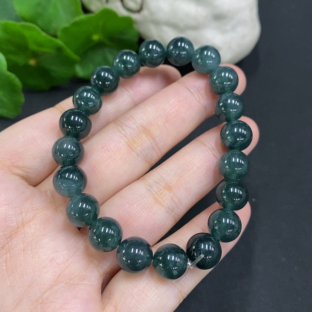 F34050768 Jadeite Bead Necklace Approx. 8.7mm Total Weight About 26g