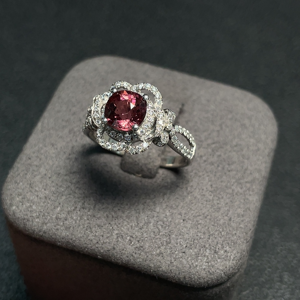 C34041080 Tourmaline Ring Non-Diamond PT950 Total Weight Approx.4.57g Size16.5 Stone6.4*6.3mm