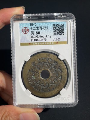 Q29342745 Qing Dynasty Zodiac Animals with Bagua Pattern Charm Coin