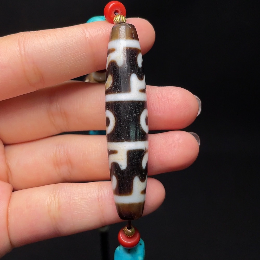 W33937465 Dzi bead pendant, total weight approximately 52.3g, size about 57.9mm