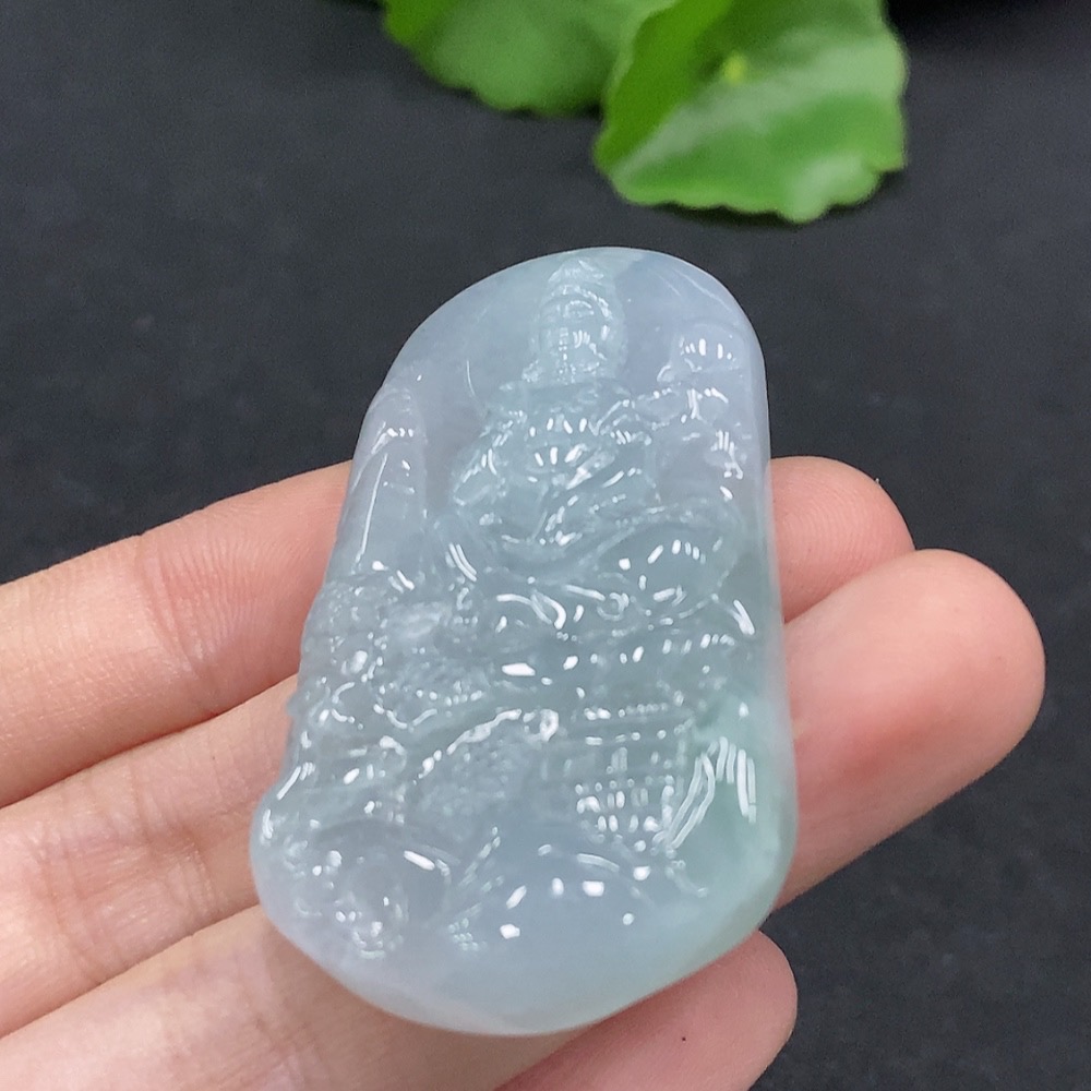F33895832 Jadeite Landscape Guanyin Pendant