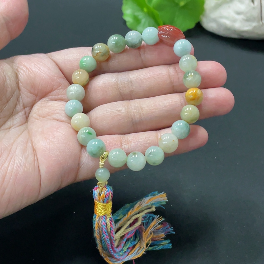 F35109738 Jadeite Bracelet Approx. 8.4mm Total Weight 23g Non-gold Accessories Non-A Beads