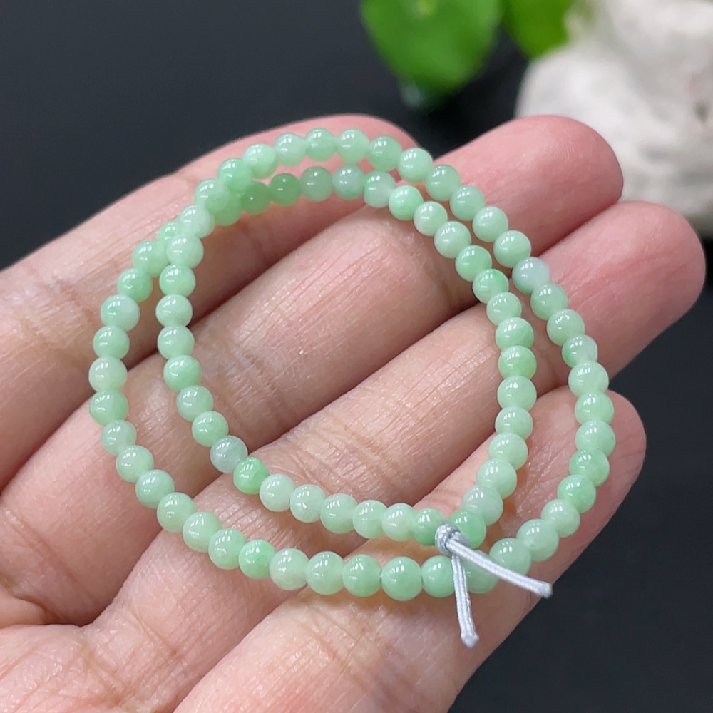 F35108233 Jadeite Bracelet Approx. 3.2mm Beads Total Weight Approx. 4.37g