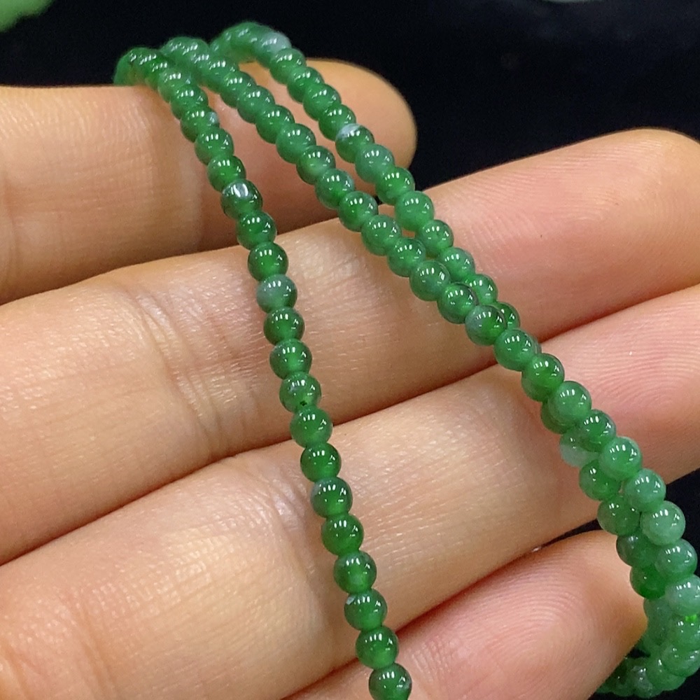 F34025194 Jadeite Bead Necklace Approx. 2.8mm Total Weight Approx. 7.87g