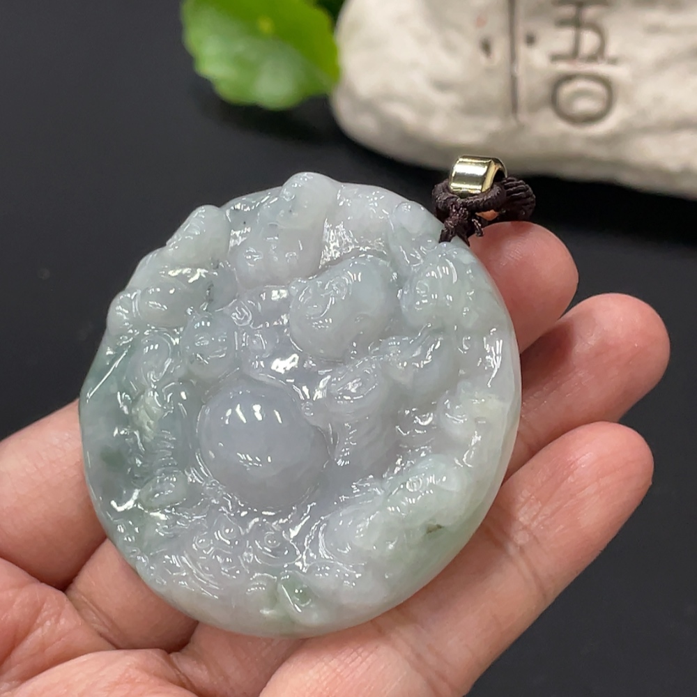 F33836512 Jadeite Buddha Pendant with a total product weight of approximately 48g