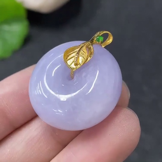 F33942411 Jadeite Pendant Peace Buckle 18k Total Weight Approx. 14.17g