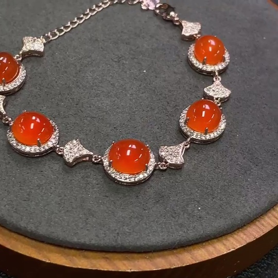 C31579206 Red Agate Bracelet, Non-Gold, Total Weight Approx. 12.03g