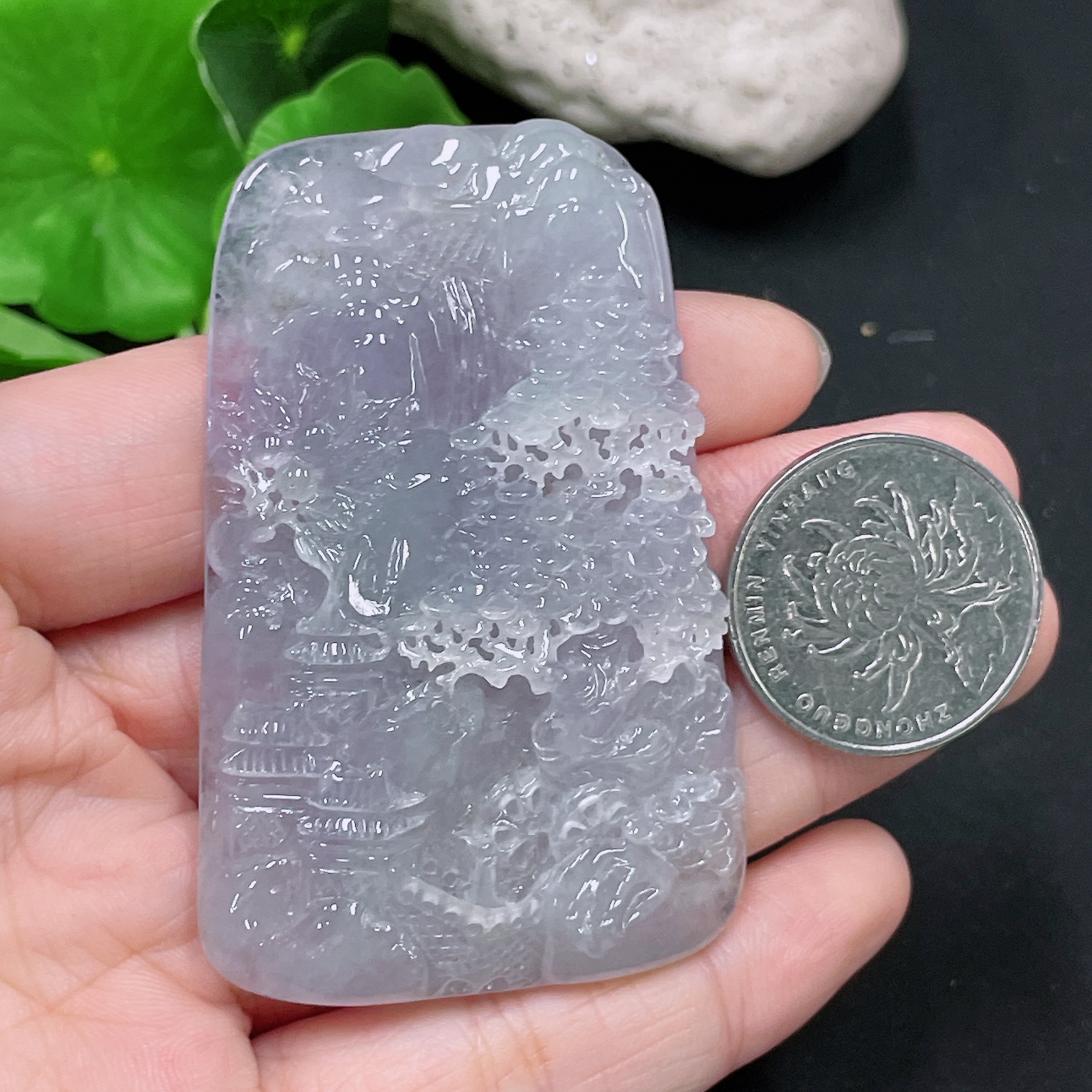 F33893454 Jadeite Pendant Landscape Plaque Total Weight Approx. 54.84g