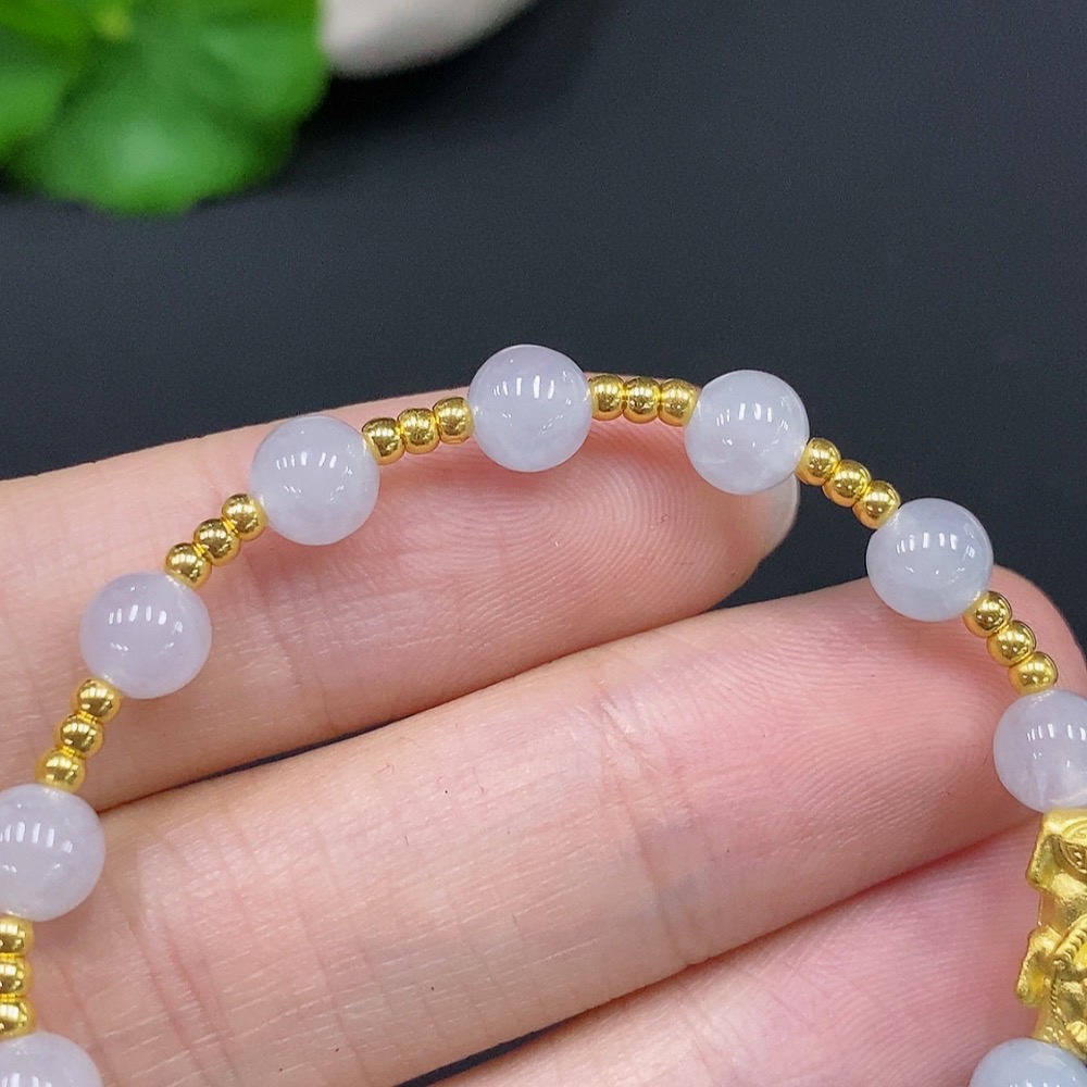 F28242302 Jadeite Bracelet Approx. 5.7mm Total Weight Approx. 4.7g Gold Content 99%