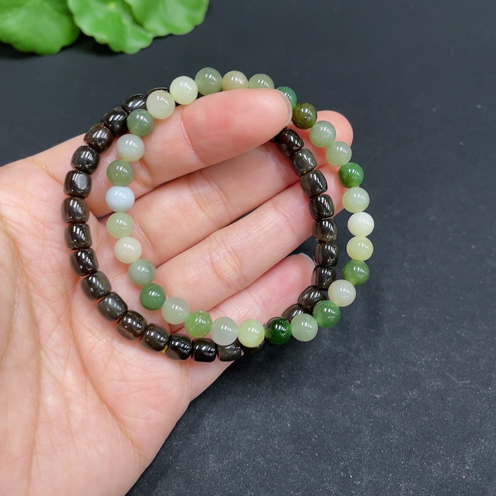 H35102443 Hetian Jade Bracelet, Approx. 5.9mm Beads, Total Weight About 20.6g