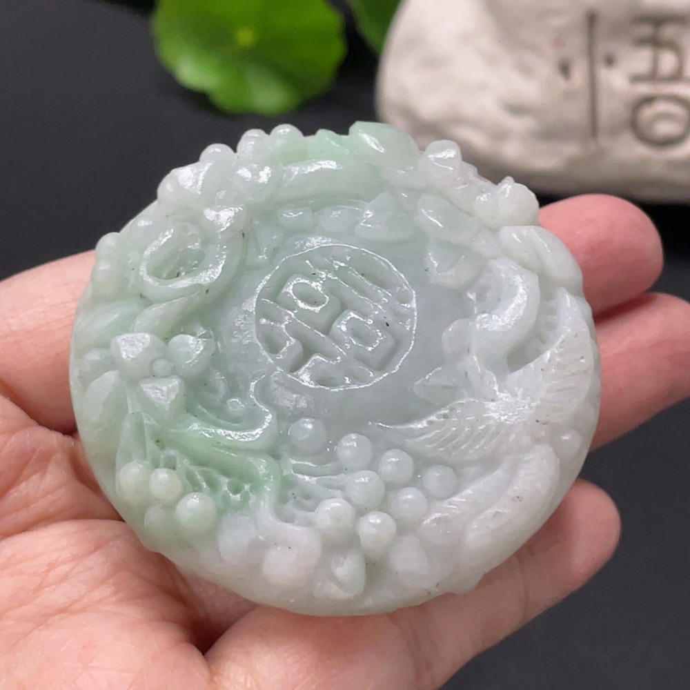 F29387294 Jadeite Unpolished Blooming Prosperity Pendant Total Weight Approx. 87.1g