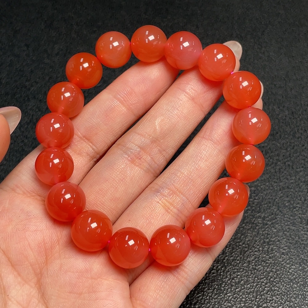 C33921077 South Agate Beaded Bracelet, Total Weight Approx. 36.92g, Size Approx. 11.3mm