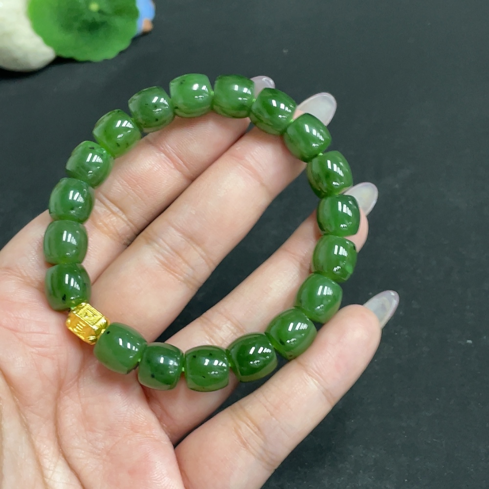 H34957206 Hetian Jade Bracelet, Approx. 9.8mm, Total Weight Approx. 35.3g, Non-Gold