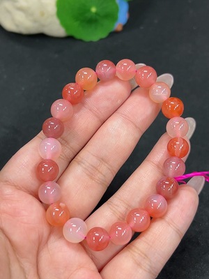 H41923244 盐源玛瑙手串 卡8.7mm左右 仅红色 货品总重约23.2g