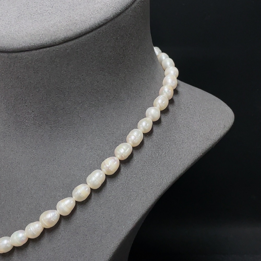 C34006586 Pearl bead necklace, non-gold, total weight approx. 37.87g, bead size approx. 7.3mm